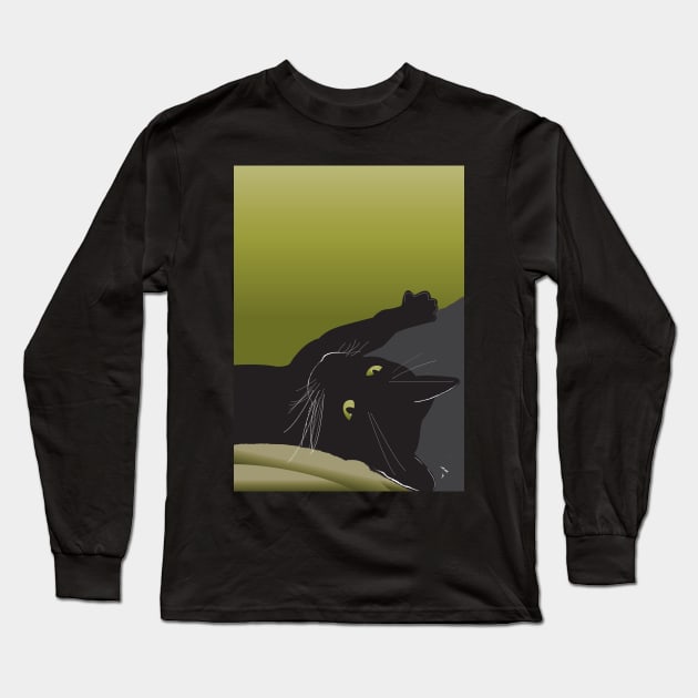 Reclining Cat Long Sleeve T-Shirt by Nvines